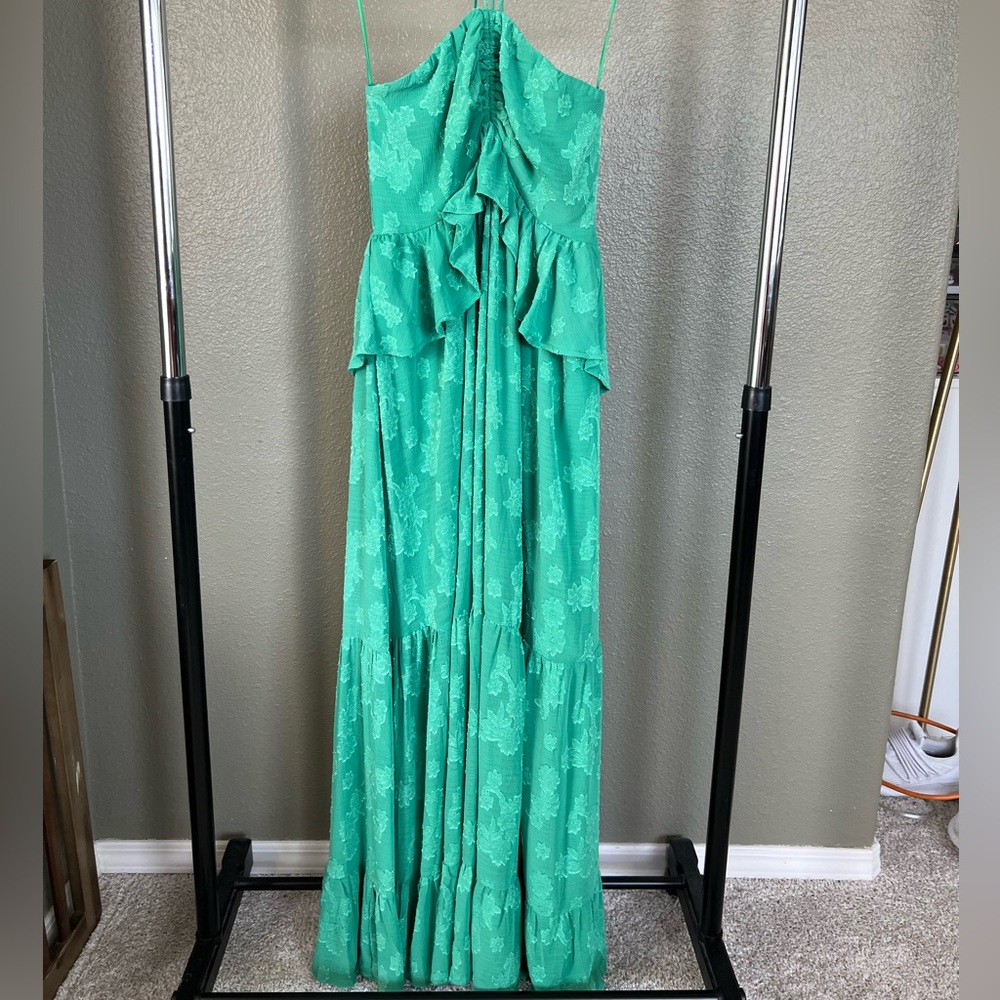 Vici Strapless Green Maxi Dress